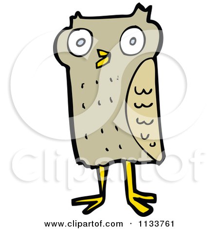 Cartoon Of A Brown Owl 3 - Royalty Free Vector Clipart by lineartestpilot