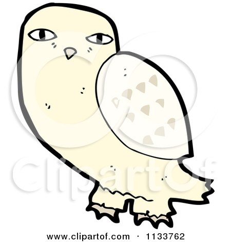 Cartoon Of A White Owl 2 - Royalty Free Vector Clipart by lineartestpilot