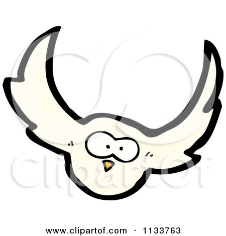Cartoon Of A White Owl 3 - Royalty Free Vector Clipart by lineartestpilot
