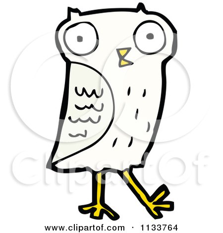 Cartoon Of A White Owl 4 - Royalty Free Vector Clipart by lineartestpilot