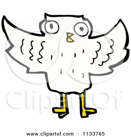 Cartoon Of A White Owl 5 - Royalty Free Vector Clipart by lineartestpilot