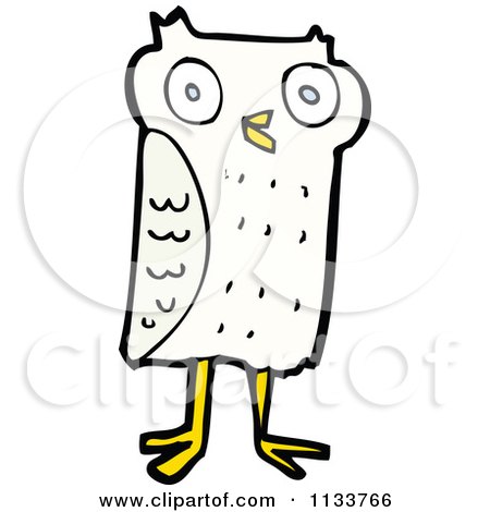 Cartoon Of A White Owl 6 - Royalty Free Vector Clipart by lineartestpilot