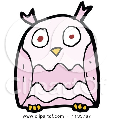 Cartoon Of A Pink Owl 3 - Royalty Free Vector Clipart by lineartestpilot