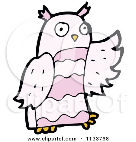 Cartoon Of A Pink Owl 4 - Royalty Free Vector Clipart by lineartestpilot