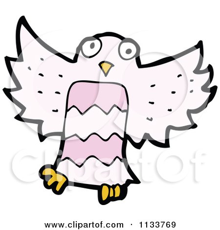 Cartoon Of A Pink Owl 1 - Royalty Free Vector Clipart by lineartestpilot