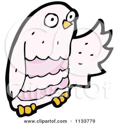 Cartoon Of A Pink Owl 2 - Royalty Free Vector Clipart by lineartestpilot