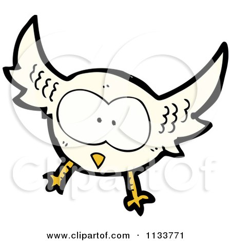 Cartoon Of A White Owl 1 - Royalty Free Vector Clipart by lineartestpilot
