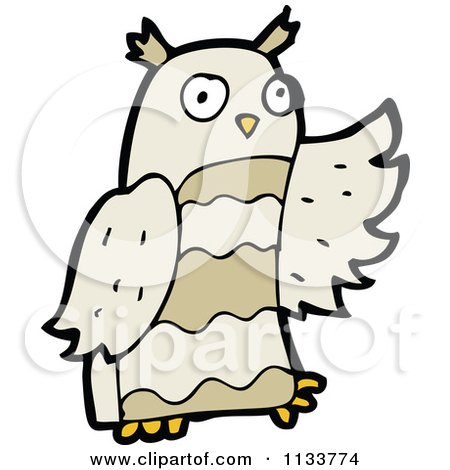 Cartoon Of A Brown Owl 7 - Royalty Free Vector Clipart by lineartestpilot