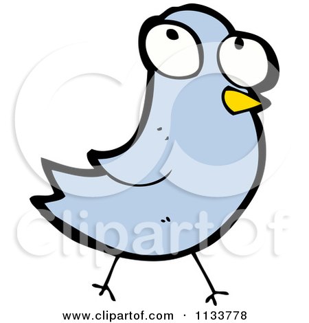 Cartoon Of A Blue Bird - Royalty Free Vector Clipart by lineartestpilot