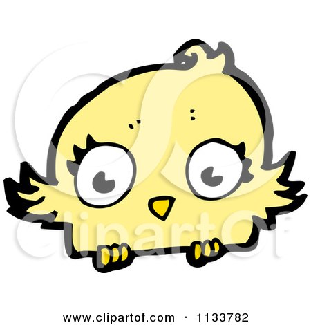 Cartoon Of A Yelow Chick - Royalty Free Vector Clipart by lineartestpilot