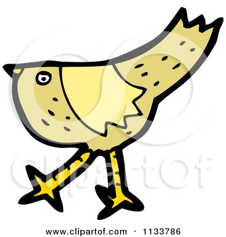 Cartoon Of A Yellow Bird 3 - Royalty Free Vector Clipart by lineartestpilot