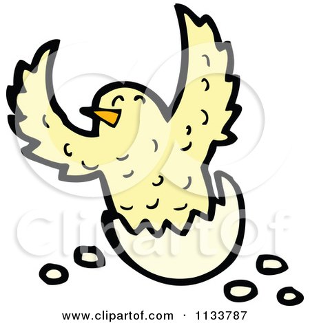 Cartoon Of A Hatching Chick 6 - Royalty Free Vector Clipart by lineartestpilot