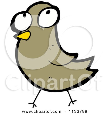 Cartoon Of A Brown Bird - Royalty Free Vector Clipart by lineartestpilot