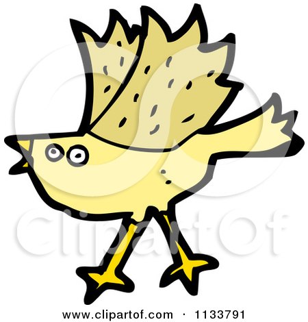 Cartoon Of A Yellow Bird 2 - Royalty Free Vector Clipart by lineartestpilot