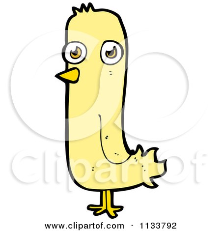 Cartoon Of A Yellow Bird 4 - Royalty Free Vector Clipart by lineartestpilot