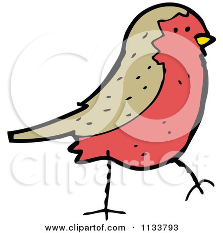 Cartoon Of A Robin Bird 1 - Royalty Free Vector Clipart by lineartestpilot