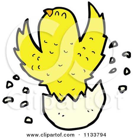 Cartoon Of A Hatching Chick 1 - Royalty Free Vector Clipart by lineartestpilot