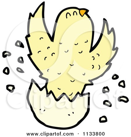 Cartoon Of A Hatching Chick 5 - Royalty Free Vector Clipart by lineartestpilot