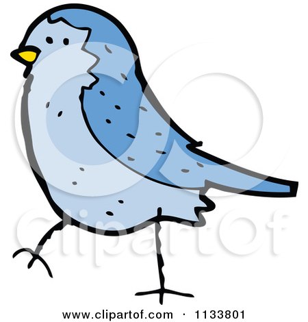 Cartoon Of A Bluebird 2 - Royalty Free Vector Clipart by lineartestpilot