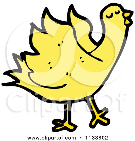 Cartoon Of A Yellow Bird - Royalty Free Vector Clipart by lineartestpilot