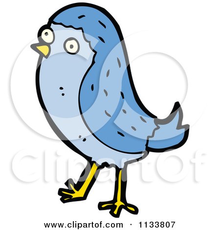 Cartoon Of A Bluebird 1 - Royalty Free Vector Clipart by lineartestpilot
