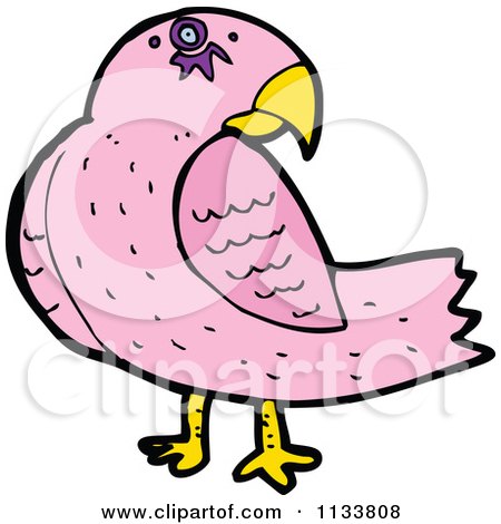 Cartoon Of A Pink Parrot - Royalty Free Vector Clipart by lineartestpilot