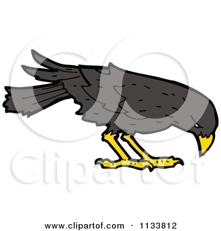 Cartoon Of A Raven Crow Bird 3 - Royalty Free Vector Clipart by lineartestpilot