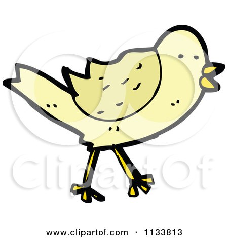 Cartoon Of A Yellow Bird 1 - Royalty Free Vector Clipart by lineartestpilot