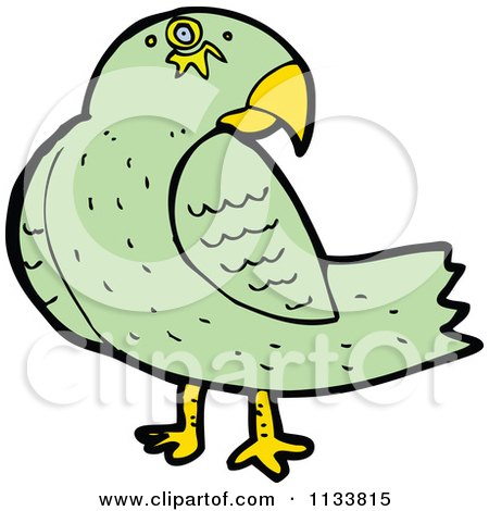 Cartoon Of A Green Parrot - Royalty Free Vector Clipart by lineartestpilot