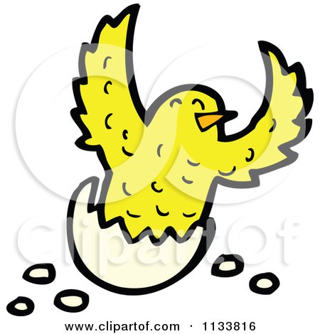 Cartoon Of A Hatching Chick 2 - Royalty Free Vector Clipart by lineartestpilot