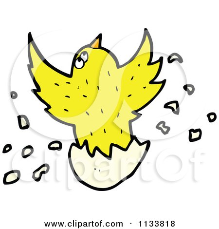 Cartoon Of A Hatching Chick 4 - Royalty Free Vector Clipart by lineartestpilot