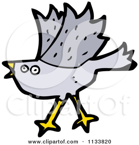 Cartoon Of A Gray Bird 1 - Royalty Free Vector Clipart by lineartestpilot