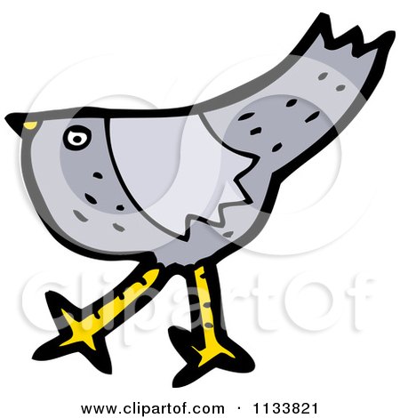 Cartoon Of A Gray Bird 2 - Royalty Free Vector Clipart by lineartestpilot