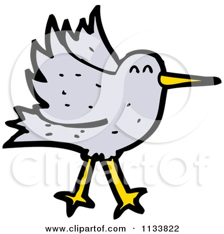 Cartoon Of A Gray Bird 3 - Royalty Free Vector Clipart by lineartestpilot