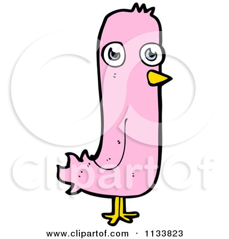 Cartoon Of A Pink Bird - Royalty Free Vector Clipart by lineartestpilot