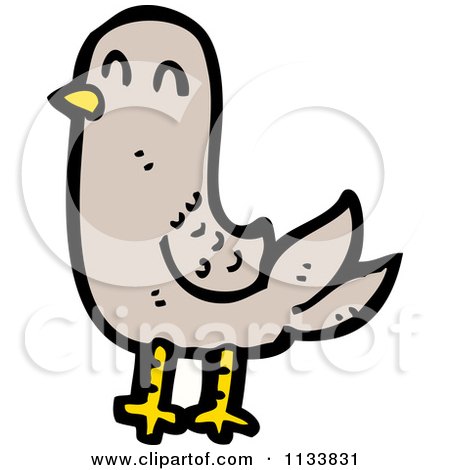 Cartoon Of A Brown Pigeon Bird - Royalty Free Vector Clipart by lineartestpilot