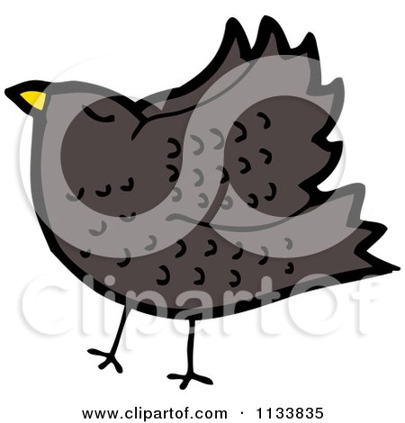 Cartoon Of A Black Bird - Royalty Free Vector Clipart by lineartestpilot