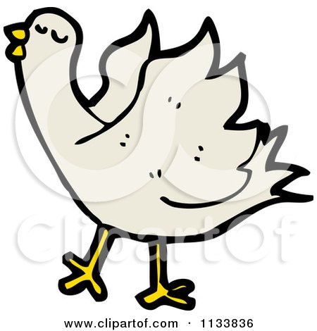 Cartoon Of A White Bird - Royalty Free Vector Clipart by lineartestpilot