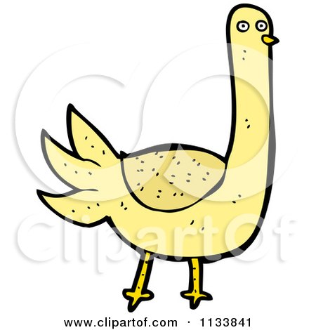 Cartoon Of A Yellow Bird - Royalty Free Vector Clipart by lineartestpilot