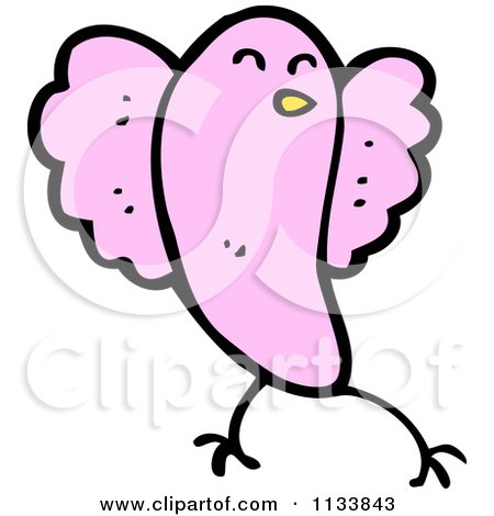 Cartoon Of A Pink Bird - Royalty Free Vector Clipart by lineartestpilot
