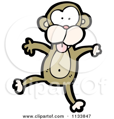 Cartoon Of A Brown Monkey 1 - Royalty Free Vector Clipart by lineartestpilot