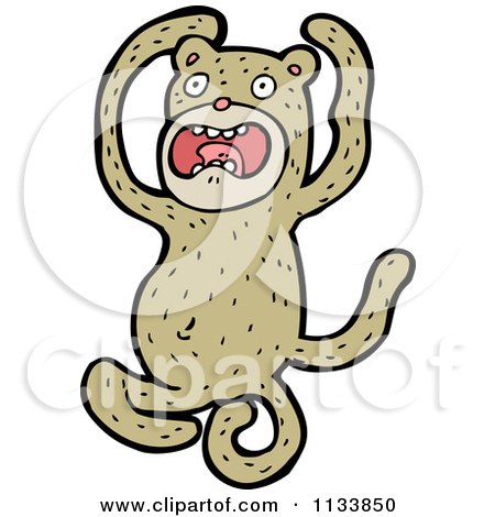 Cartoon Of A Brown Monkey - Royalty Free Vector Clipart by lineartestpilot