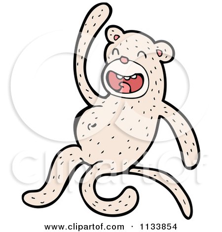Cartoon Of A White Monkey - Royalty Free Vector Clipart by lineartestpilot