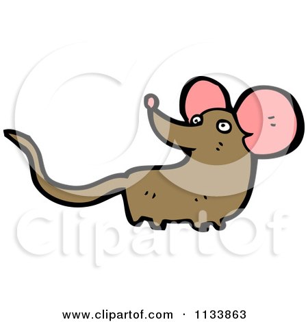 Cartoon Of A Brown Mouse - Royalty Free Vector Clipart by lineartestpilot