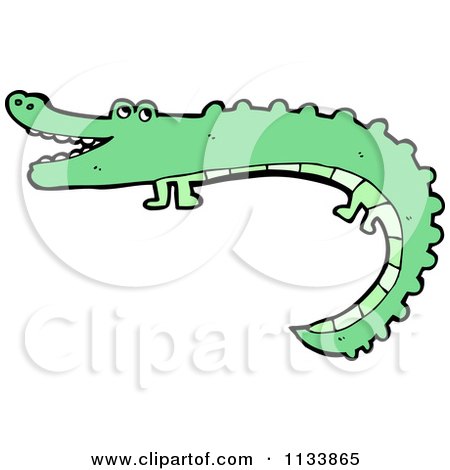 Cartoon Of A Green Croc - Royalty Free Vector Clipart by lineartestpilot