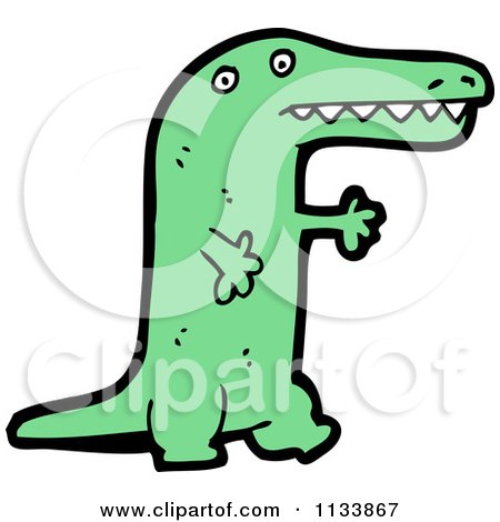 Cartoon Of A Green Crocodile 6 - Royalty Free Vector Clipart by lineartestpilot