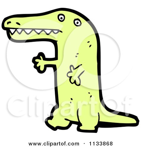 Cartoon Of A Yellow Alligator - Royalty Free Vector Clipart by lineartestpilot