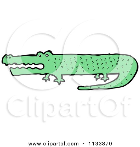 Cartoon Of A Green Crocodile - Royalty Free Vector Clipart by lineartestpilot