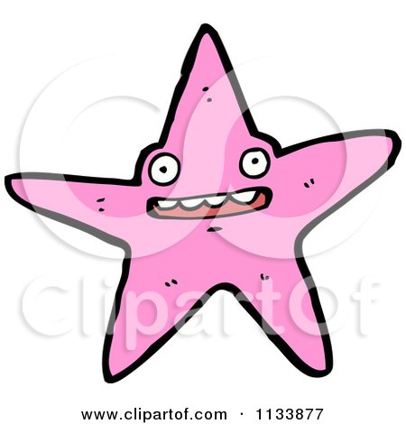 Cartoon Of A Pink Starfish - Royalty Free Vector Clipart by lineartestpilot