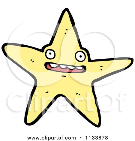 Cartoon Of A Yellow Starfish - Royalty Free Vector Clipart by lineartestpilot